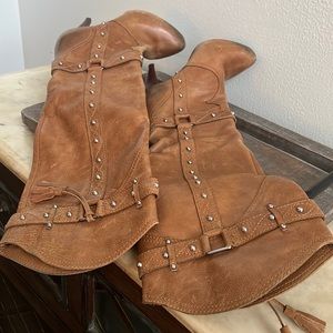 Like New! Gorgeous leather knee high boot with stud detail. Size 6/6.5